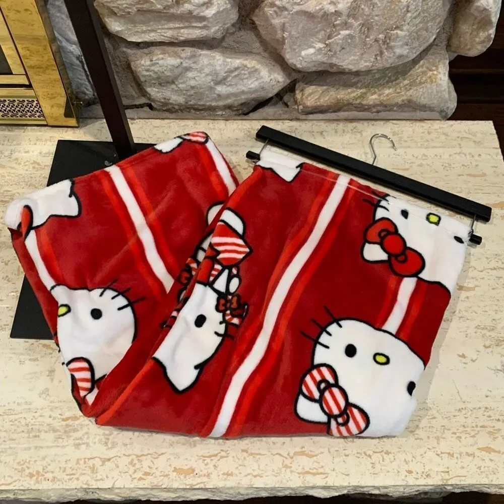Hello kitty candy cane Christmas blanket